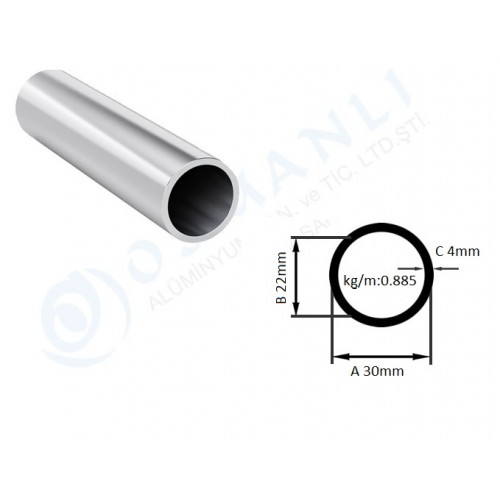 Alüminyum Boru Dış Çap 30mm X Et Kalınlık 4mm Alüminyum Boru Dış Çap 30mm X Et Kalınlık 4mm
